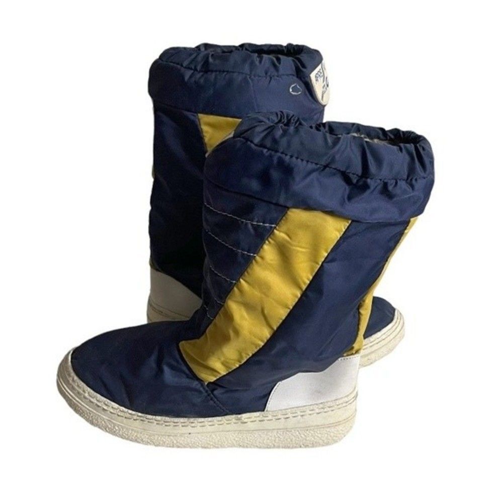 APRES SKI Blue Yellow Nylon Rubber Boots Moon Boots